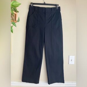 Ann Taylor LOFT Size 6 Solid Black Wide Leg High Rise Cotton Pants W/Pockets